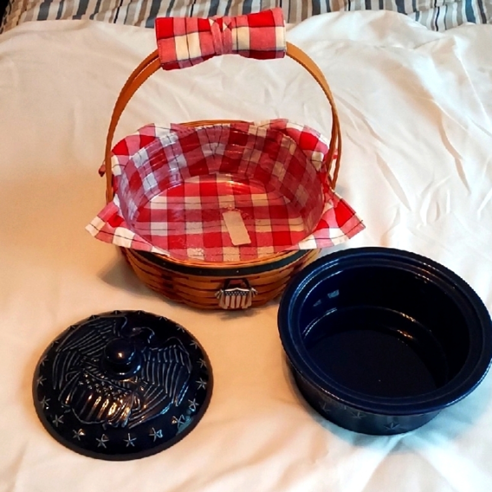Longaberger Red and Blue Holiday Decor Basket